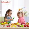 Beberolen Wooden Play Food Sets for Kids Kitchen Toddlers Wood Toys Cutting Fruit Pretend Food Play Kitchen Accessories Set for Boys and Girls view 4