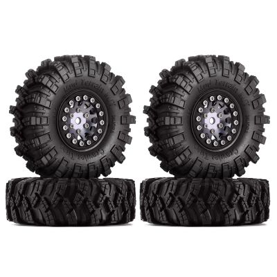 INJORA 1.0 Tires Crawler Mud Terrain Tires for SCX24 TRX4M A24 Axial 1/24 1/18 Crawler Upgrade Parts (Black&Grey)