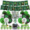 127 Pcs Alien Theme Birthday Party Supplies Include Alien Banner Balloons, Cake Topper, Cupcake Toppers, Stickers for Kids UFO Alien Birthday Party Decorations view 1