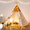 besrey Teepee Tent for Kids with Light & Mat, Toddler Tents Indoor Play Tent Playhouse, Toddler Tipi Cotton, tee Pee Tents for Kids Indoor, Boys & Girls Teepee (Yellow, Padded mat) view 1