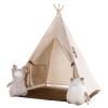 besrey Kids Tent, Teepee Play Tent with Lights and Padded Mat, Portable Cotton Tipi for Indoor Reading and Playtime view 4