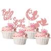 24Pcs Sweet Baby Girl Cupcake Toppers Rose Gold Glitter Moon Star Baby Shower Cupcake Picks Decorations for Gender Reveal Baby Shower Kids Girls Birthday Party Supplies view 1