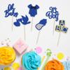24Pcs Baby Shower Oh Baby Cupcake Toppers with Bow Onesie Bottle Boy Deep Blue Glitter Cake Picks Decorations for Baby Shower Gender Reveal It's a Boy Birthday Party Supplies view 3