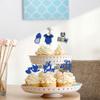 24Pcs Baby Shower Oh Baby Cupcake Toppers with Bow Onesie Bottle Boy Deep Blue Glitter Cake Picks Decorations for Baby Shower Gender Reveal It's a Boy Birthday Party Supplies view 4