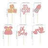 24Pcs Baby Shower Oh Baby Cupcake Toppers Rose Gold Glitter Bow Dress Bottle Swan It's a Girl Cake Picks Decorations for Baby Shower Gender Reveal Girls Birthday Party Supplies view 2