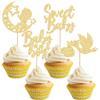 24Pcs Baby Boy Cupcake Toppers Gold Glitter Moon Star Sweet Baby Boy Cupcake Picks Decorations for Gender Reveal Baby Shower Kids Boys Birthday Party Supplies view 1