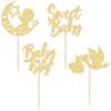 24Pcs Baby Boy Cupcake Toppers Gold Glitter Moon Star Sweet Baby Boy Cupcake Picks Decorations for Gender Reveal Baby Shower Kids Boys Birthday Party Supplies view 3