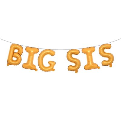 16" Multicolor Big SIS Balloons Banner Foil Letters Mylar Balloons for Baby Showers Birthday Party Decoration (BIG SIS Orange)
