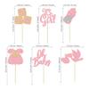 24Pcs Baby Shower Oh Baby Cupcake Toppers with Bow Dress Bottle Swan Pink Glitter It's a Girl Cake Picks Decorations for Baby Shower Gender Reveal Girls Birthday Party Supplies view 2