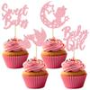 24Pcs Baby Girl Cupcake Toppers Pink Glitter Moon Star Sweet Baby Girl Cupcake Picks Decorations for Gender Reveal Baby Shower Kids Girls Birthday Party Supplies view 1