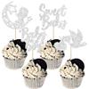 24Pcs Baby Shower Boy Cupcake Toppers Silver Glitter Moon Star Sweet Baby Boy Cupcake Picks Decorations for Gender Reveal Baby Shower Kids Boys Birthday Party Supplies view 1