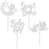 24Pcs Baby Shower Boy Cupcake Toppers Silver Glitter Moon Star Sweet Baby Boy Cupcake Picks Decorations for Gender Reveal Baby Shower Kids Boys Birthday Party Supplies view 3