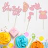 24Pcs Baby Shower Oh Baby Cupcake Toppers with Bow Dress Footprint Swan Pink Glitter Baby Girl Cake Picks Decorations for Baby Shower Gender Reveal Its a Girl Birthday Party Supplies view 3