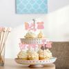 24Pcs Baby Shower Oh Baby Cupcake Toppers with Bow Dress Footprint Swan Pink Glitter Baby Girl Cake Picks Decorations for Baby Shower Gender Reveal Its a Girl Birthday Party Supplies view 4
