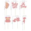 24Pcs Baby Shower Oh Baby Cupcake Toppers Rose Gold Glitter Bow Dress Footprint Swan Baby Girl Cake Picks Decorations for Baby Shower Gender Reveal Girls Birthday Party Supplies view 2