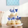 24Pcs Baby Shower Oh Baby Cupcake Toppers with Onesie Swan Baby Boy Footprint Deep Blue Glitter Cake Picks Decorations for Baby Shower Gender Reveal It's a Boy Birthday Party Supplies view 4