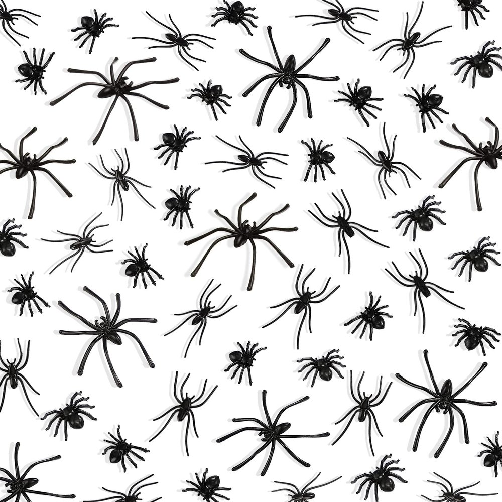BAINFE 3 Sizes 150 Pieces Plastic Spiders Halloween Realistic Plastic Spiders Small Spiders Fake Tiny Spider Toys Prank Props for Halloween Home and Party Decorations