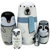 Lorveelo Polar Bear Nesting Dolls - Cute Animal Matryoshka Doll Handmade Wooden Dolls for Children Christmas Birthday Decoration Halloween Wishing Gift,Set of 5 view 1