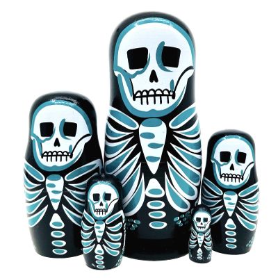 Lorveelo Skull Nesting Dolls - Cute Animal Matryoshka Doll Handmade Wooden Dolls for Children Christmas Birthday Decoration Halloween Wishing Gift