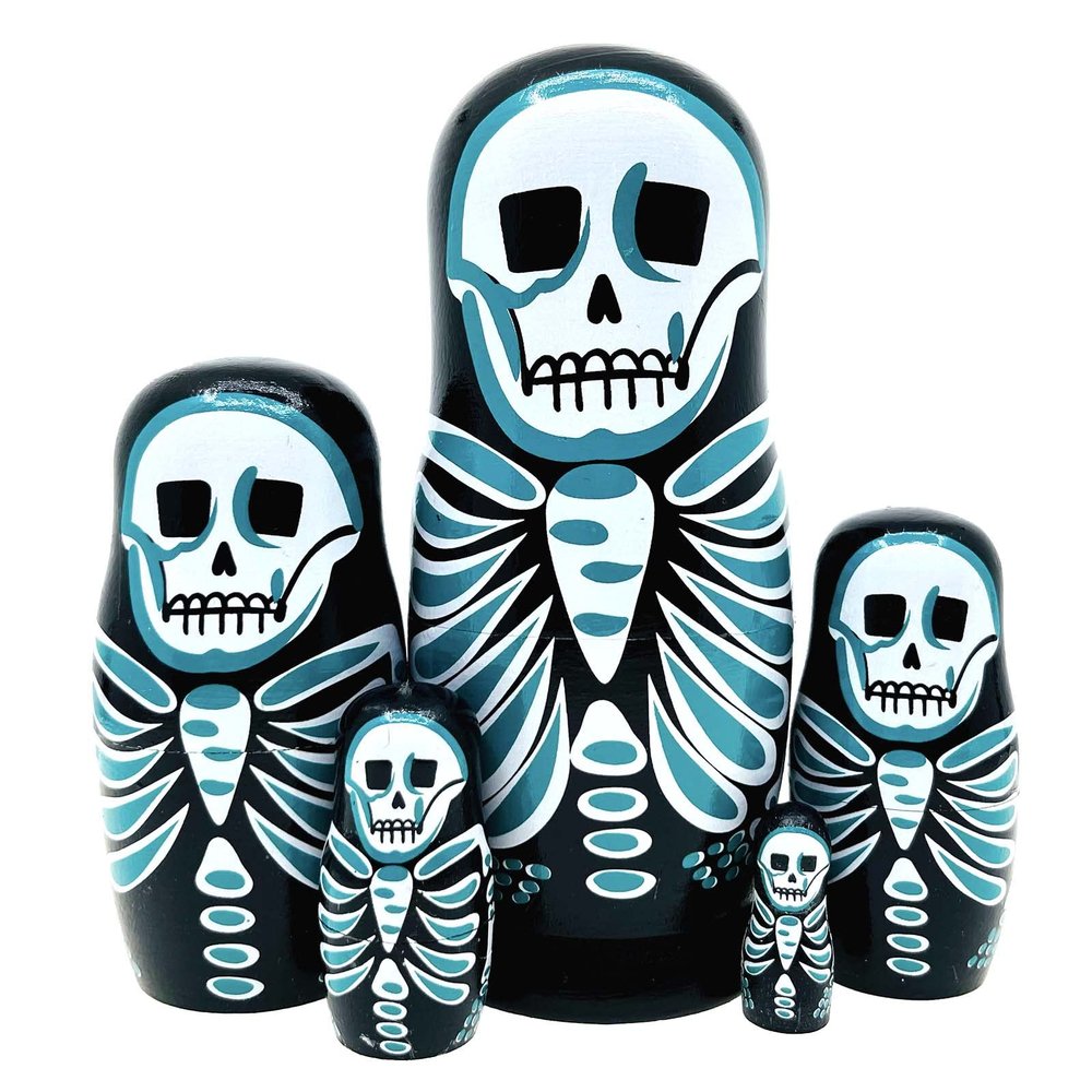 Lorveelo Skull Nesting Dolls - Cute Animal Matryoshka Doll Handmade Wooden Dolls for Children Christmas Birthday Decoration Halloween Wishing Gift