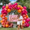 Pink Orange Balloon Garland Double Stuffed Hot Pink Orange Gold Metallic Pastel Balloon Arch Kit for Birthday Baby Bridal Shower Wedding Valentine Mother's Day Party Decorations view 2