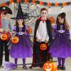 4 Pcs Halloween Fairytale Witch Cute Witch Costume Witch Hat Broom Tutu Striped High Stockings for Kids Girls(Purple, Small) view 3