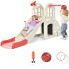 BABY JOY Toddler Large Slide, 6 in 1 Slide for Kids with Basketball Hoop, Ring Toss, 2 in 1 Convertible Climbing Way, Freestanding Kids Slide Climber Set for Indoors Outdoor Boys Girls Gifts Present view 1