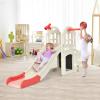 BABY JOY Toddler Large Slide, 6 in 1 Slide for Kids with Basketball Hoop, Ring Toss, 2 in 1 Convertible Climbing Way, Freestanding Kids Slide Climber Set for Indoors Outdoor Boys Girls Gifts Present view 2