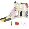 BABY JOY Toddler Large Slide, 6 in 1 Slide for Kids with Basketball Hoop, Ring Toss, 2 in 1 Convertible Climbing Way, Freestanding Kids Slide Climber Set for Indoors Outdoor Boys Girls Gifts Present view 2