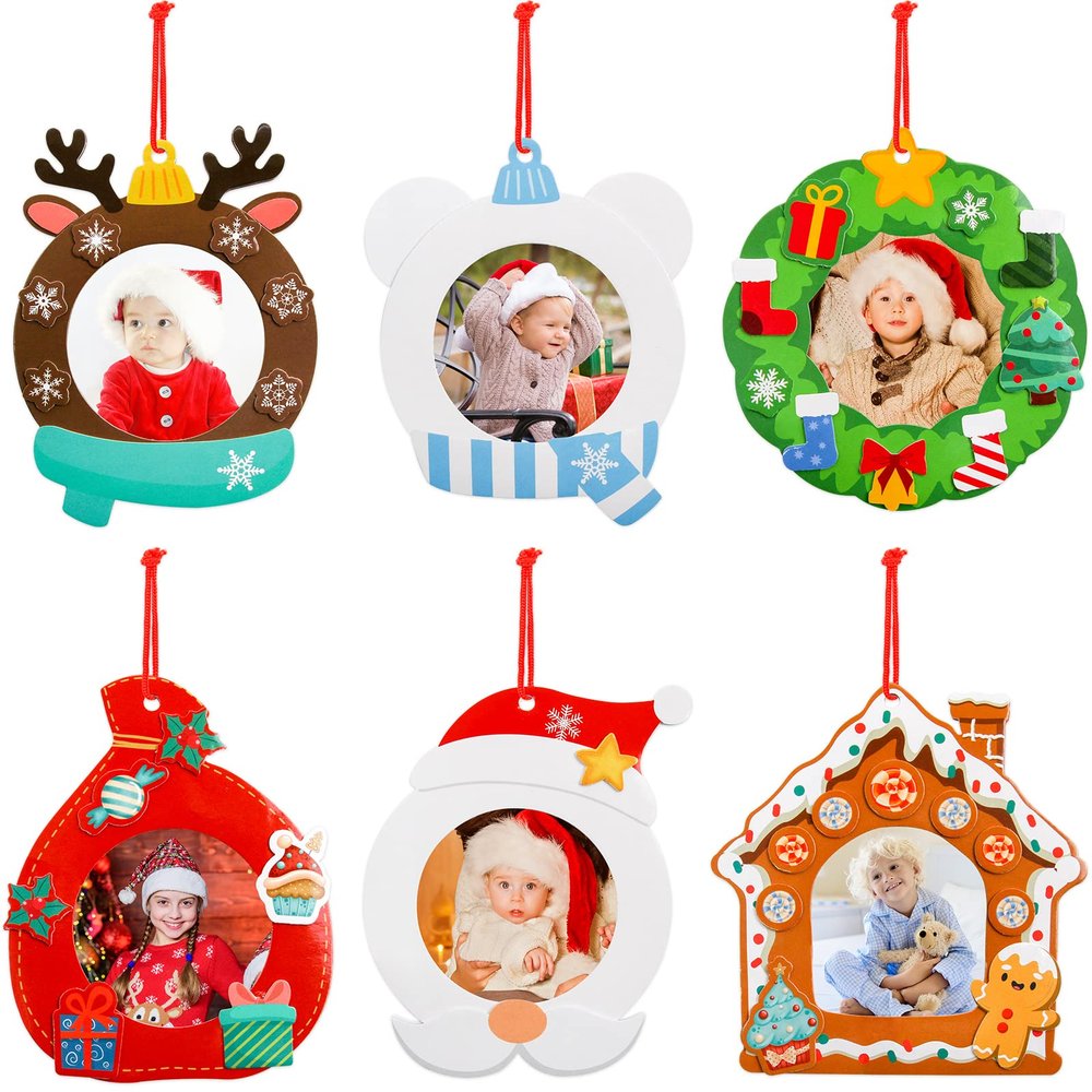 ceiba tree Christmas Crafts for Kids Photo Frame Craft Kits Picture Christmas Ornament Foam Self Adhesive Stickers for Xmas Holiday Party Favor