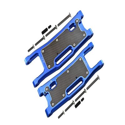 Aluminum 6061-T6 Rear Lower Arms + Carbon Fibre Dust-Proof Protection Plate For Traxxas 1/8 4WD Sledge Monster Truck 95076-4 - 28Pc Set Blue