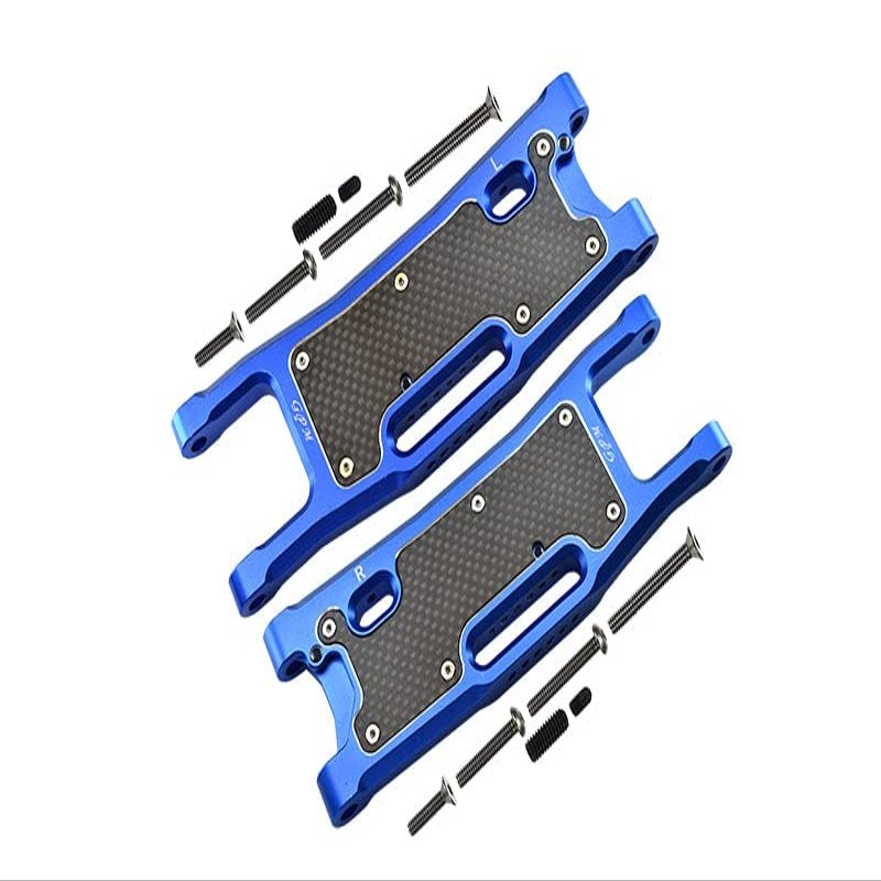 Aluminum 6061-T6 Rear Lower Arms + Carbon Fibre Dust-Proof Protection Plate For Traxxas 1/8 4WD Sledge Monster Truck 95076-4 - 28Pc Set Blue