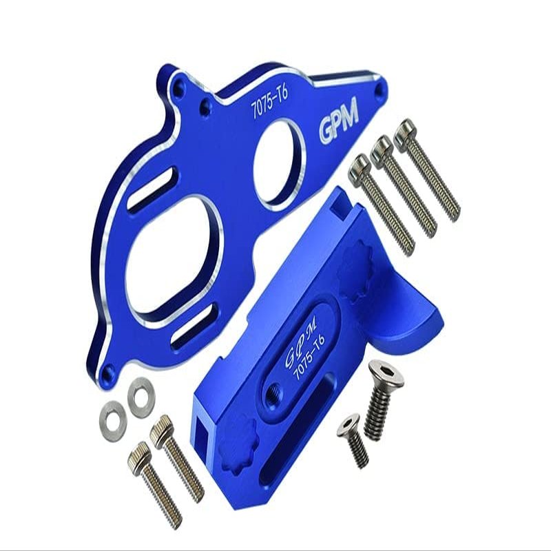 Aluminum Center Gearbox Support & Motor Heatsink Plate For Arrma 1:8 KRATON 6S / VENDETTA 3S / TYPHON TLR / 1:10 GRANITE/BIG ROCK 3S / BIG ROCK V3 3S / KRATON 4S / VORTEKS 3S - 11Pc Set Blue
