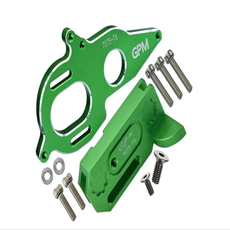 Aluminum Center Gearbox Support & Motor Heatsink Plate For Arrma 1:8 KRATON 6S / VENDETTA 3S / TYPHON TLR / 1:10 GRANITE/BIG ROCK 3S / BIG ROCK V3 3S / KRATON 4S / VORTEKS 3S - 11Pc Set Green