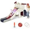 BABY JOY Toddler Large Slide, 6 in 1 Slide for Kids with Basketball Hoop, Ring Toss, 2 in 1 Convertible Climbing Way, Freestanding Kids Slide Climber Set for Indoors Outdoor Boys Girls Gifts Present view 1