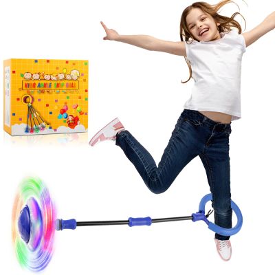 Skip Ball Ankle Toy, Sports Fitness Outside Toys for Kids, Birthday Gift Toys for Girls and Boys Age 5 6 7 8 9 10 Years, Foldable Colorful Flash Wheel Skip Ball