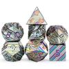 DNDND Rainbow Stripe DND Metal Dice Set,7 PCS Zinc Alloy with Gift Case for Dungeons and Dragons D&D (Rainbow) view 1