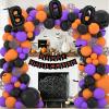 Janinus Halloween Balloon Garland Kit 132PCS Black Orange Purple Confetti halloween Balloons Arch Party Decorations With 3D PVC Bats, Letter Foil Balloons,Happy Halloween Banner view 1