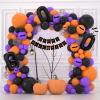 Janinus Halloween Balloon Garland Kit 132PCS Black Orange Purple Confetti halloween Balloons Arch Party Decorations With 3D PVC Bats, Letter Foil Balloons,Happy Halloween Banner view 3