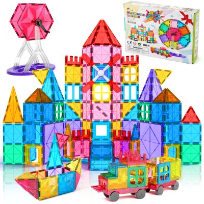 Jasonwell 100pcs Magnetic Tiles Building Blocks Set for Boys Girls Preschool Educational Magnet Construction Kit Stacking STEM Toys Christmas Birthday Gift for Kids Toddler 3 4 5 6 7 8 9 10 + Year Old