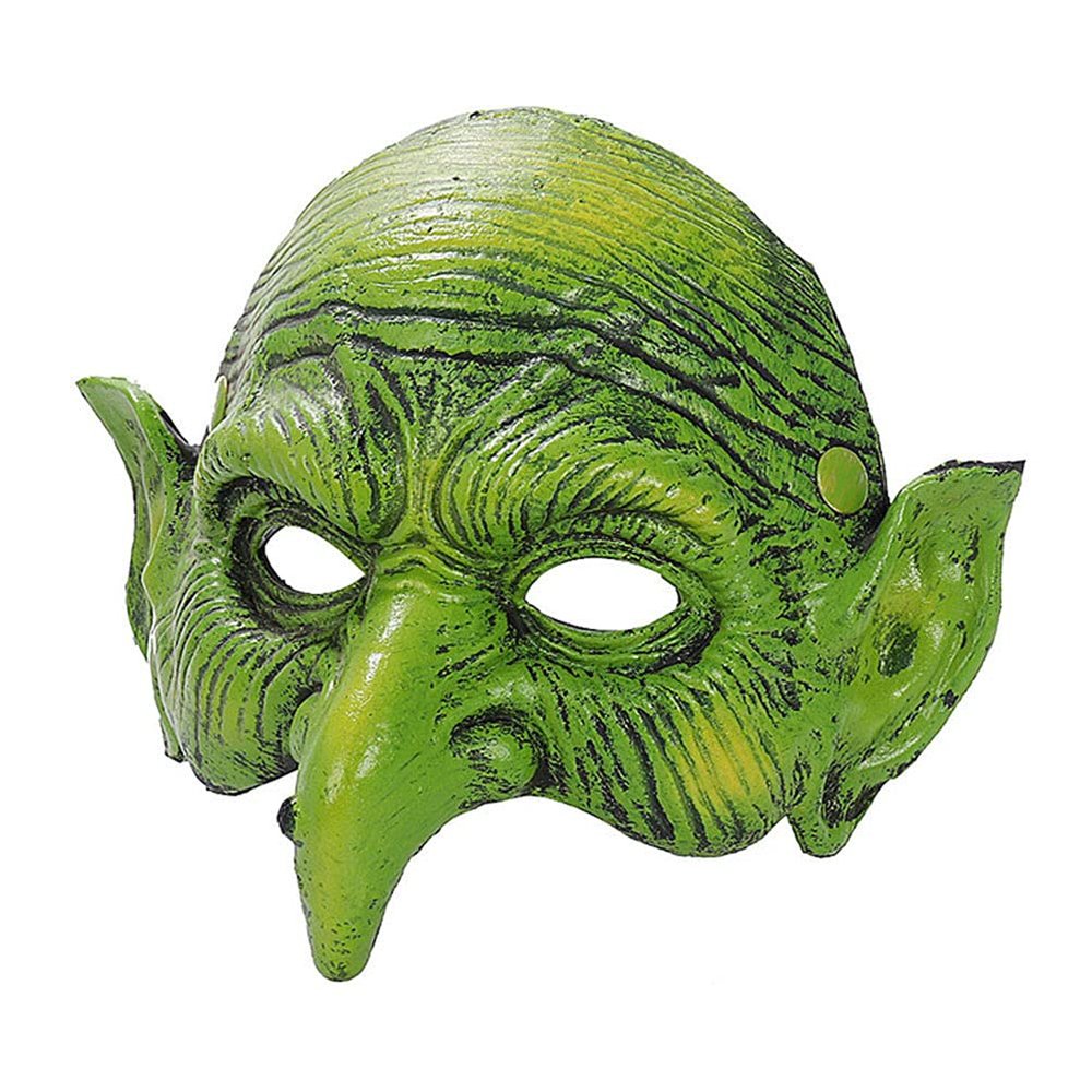 YQkoop Old Woman Witch Mask Creepy Halloween Mask PU Foam Half Face Mask with Eagle Nose Mask Halloween Scary Horror Cosplay Costume