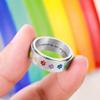 AILIN Custom Anxiety Rings Fidget Rings for Women Men Rainbow Stainless Steel Personalized Engraved Stress Relief Spinner Rings for Pet Paw Print Band Rings view 2