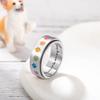 AILIN Custom Anxiety Rings Fidget Rings for Women Men Rainbow Stainless Steel Personalized Engraved Stress Relief Spinner Rings for Pet Paw Print Band Rings view 4
