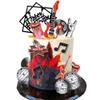 Guitar Cake Toppers Music Theme Birthday Cake Toppers Electric Guitar Model Rock And Roll Cake Decorations For Rockstar Theme Party (Red) view 1