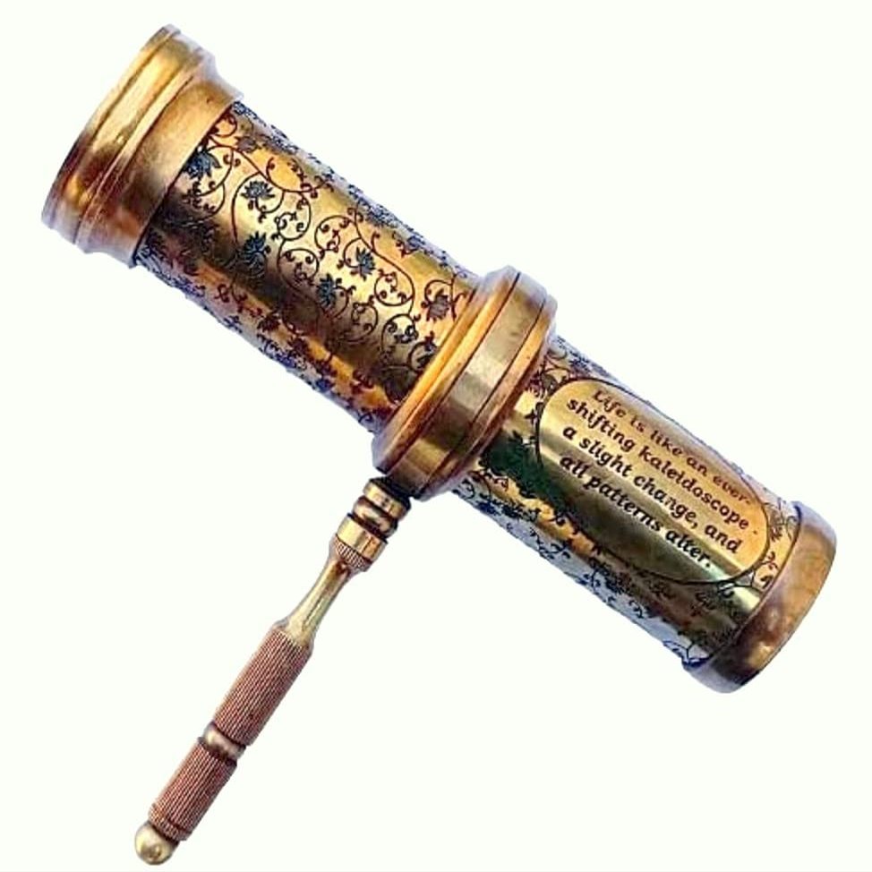 ANTIQLICIOUS Antique Hand Carved Brass Twist Kaleidoscope for Adult and Kids || Vintage Look Kaleidoscope - Antique Finish with Brass Handle