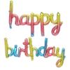 16 Inch Hanging Birthday Banners 3D Silver Foil Cursive Script Letter Balloons for Kids and Adults Birthday Party Decorations Supplies (Rainbow) view 1