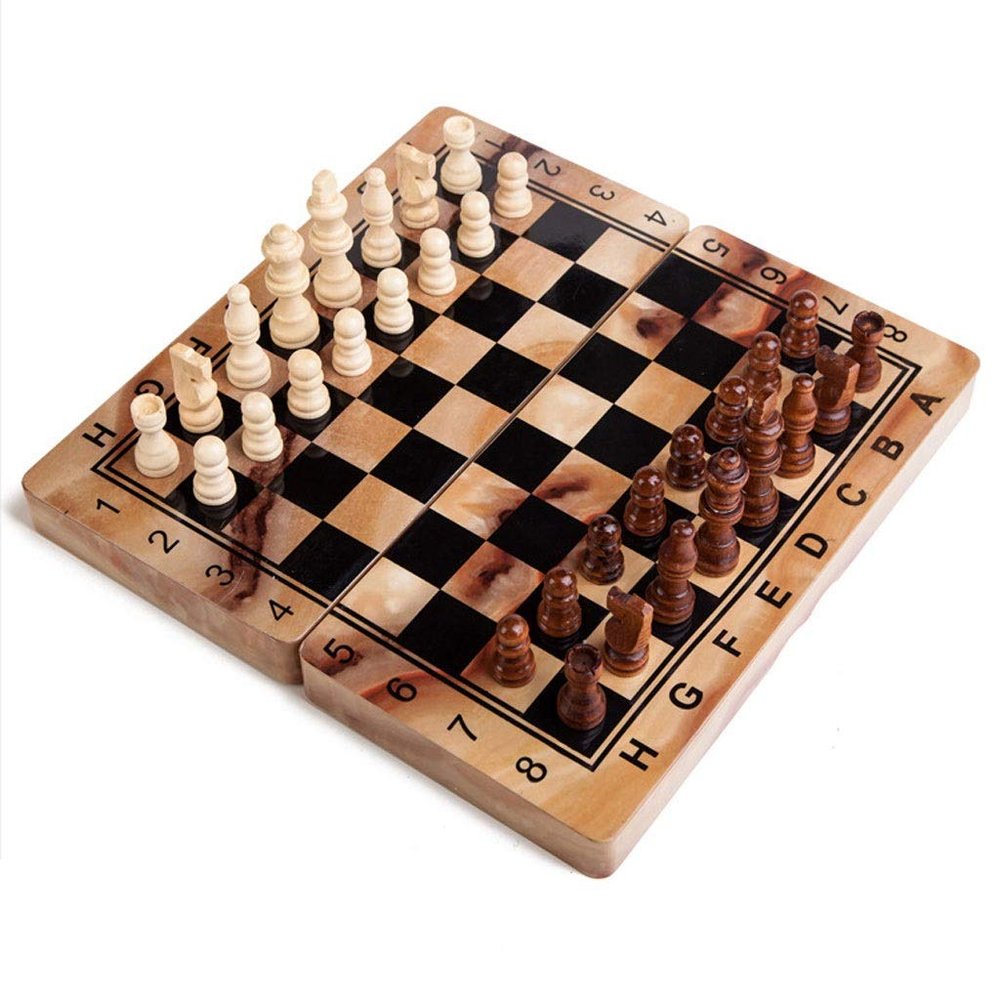 3 in 1 Chess Wooden Chess Checkers Backgammon Set Folding Case Imitation Marble Board Game for Adults and Kids (Color : 29.4X14. 5X4.8cm)