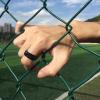 KnBoB Spin Rings for Anxiety Women, Fidget Spinning Rings for Anxiety Customizable Size 12 8MM Black Blue with Chain and Spinner Ring view 2