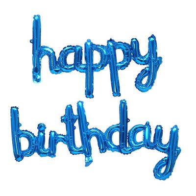 16 Inch Hanging Birthday Banners 3D Silver Foil Cursive Script Letter Balloons for Kids and Adults Birthday Party Decorations Supplies (Navy Blue)