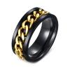 KnBoB Spin Rings for Anxiety, Fidget Spin Rings for Anxiety for Women Customizable Size 8 8MM Black Gold with Chain and Spinner Ring view 1